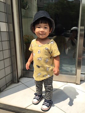 「Carter's（カーターズ）のアイテム（帽子）」を使った、許小樂さん（キッズ・80cm）の夏コーディネート