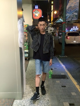 「アイテム（ジャージ）」を使った、Wade Zhouさん（メンズ・169cm・10代）の夏コーディネート
