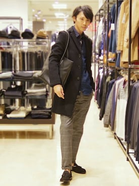「HAMNETT（ハムネット）のアイテム（チェスターコート）」を使った、KATOさん（メンズ・173cm）の秋コーディネート