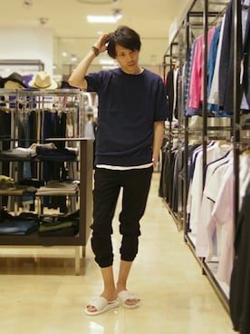 「HAMNETT（ハムネット）のアイテム（サンダル）」を使った、KATOさん（メンズ・173cm）の夏コーディネート