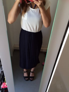 「アイテム（チューブトップ、ブルー系）」を使った、a.さん（レディース・155cm）の夏コーディネート