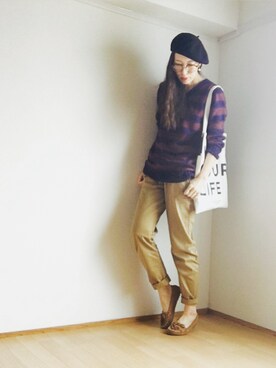 「MERCURYDUO（マーキュリーデュオ）のアイテム（ハンチング/ベレー帽）」を使った、S *•.●❃さん（レディース・167cm）の秋コーディネート