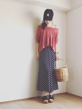 「chapter world（チャプターワールド）のアイテム（キャップ）」を使った、S *•.●❃さん（レディース・167cm）の夏コーディネート