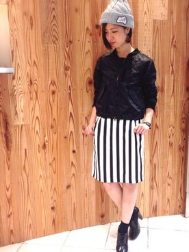 「Paradise Picnic（パラダイスピクニック）のアイテム（スタジャン）」を使った、chiiiiiさん（レディース・160cm）の秋コーディネート