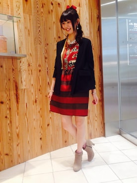 「ジャケット×ワンピース」｜「アイテム（ジャケット/アウター）」を使った、chiiiiiさん（レディース・163cm）の秋コーディネート