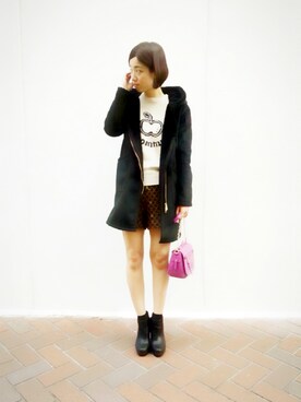 「Paradise Picnic（パラダイスピクニック）のアイテム（ムートンコート）」を使った、chiiiiiさん（レディース・161cm）の秋コーディネート