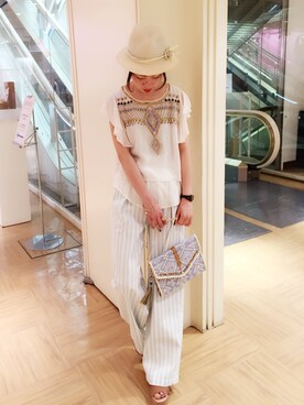 「Paradise Picnic（パラダイスピクニック）のアイテム（帽子）」を使った、chiiiiiさん（レディース・161cm）の春コーディネート