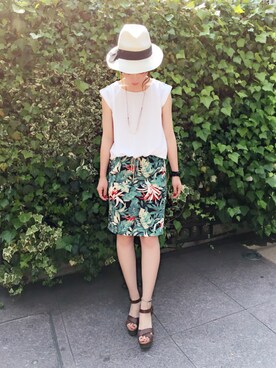 「Paradise Picnic（パラダイスピクニック）のアイテム（帽子）」を使った、chiiiiiさん（レディース・161cm）の夏コーディネート
