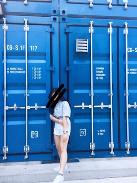 「アイテム（アナログ腕時計、ピンク系）」を使った、ellennnnnxxさん（レディース・157cm）の夏コーディネート