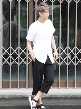 「HVC（エイチブイシー）のアイテム（パンツ）」を使った、ホリウチ.Iさん（メンズ・181cm）の夏コーディネート