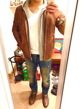 「RA-RE（ラーレ）のアイテム」を使った、Newoneさん（メンズ・171cm）の冬コーディネート