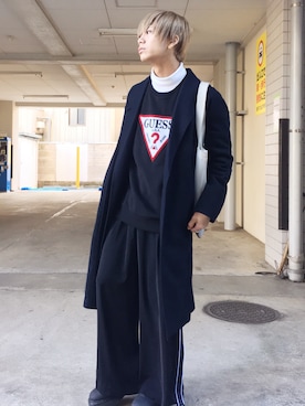 「M.Y.O.B（エム.ワイ.オー.ビー）のアイテム（パンツ）」を使った、れい なかやま。さん（メンズ・165cm）の冬コーディネート