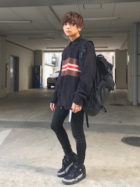 「Abercrombie&Fitch（アバークロンビーアンドフィッチ）のアイテム（ニット/セーター）」を使った、れい なかやま。さん（メンズ・165cm）の春コーディネート