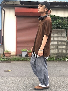 「RESERVED NOTEのアイテム」を使った、れい なかやま。さん（メンズ・165cm）の夏コーディネート