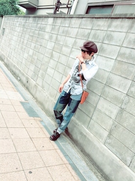 「Dr. Martens（ドクターマーチン）のアイテム（パンツ）」を使った、ゆーくん お洒落垢さん（メンズ・174cm）の夏コーディネート