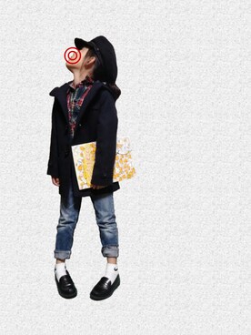 「GU（ジーユー）のアイテム（ダッフルコート）」を使った、coco-kanaさん（キッズ・120cm）の冬コーディネート
