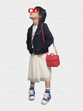 「REDDY APPLESEED（レディーアップルシード）のアイテム（ジャケット/アウター）」を使った、coco-kanaさん（キッズ・120cm）の冬コーディネート