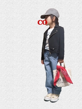 「REDDY APPLESEED（レディーアップルシード）のアイテム（ジャケット/アウター）」を使った、coco-kanaさん（キッズ・120cm）の春コーディネート