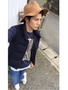 「サタデーズ ニューヨークシティ (Saturdays NYC)」｜「アイテム（アクセサリー）」を使った、RYOさん（メンズ・176cm）の冬コーディネート