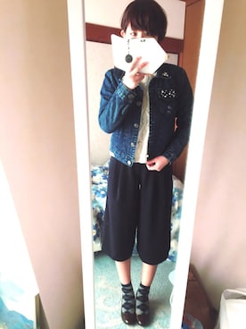 「GRL（グレイル）のアイテム（デニムジャケット）」を使った、ユキさん（レディース・158cm）の冬コーディネート