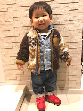 「パタゴニア」｜「アイテム（その他アウター）」を使った、Aata☺︎さん（キッズ・80cm）の秋コーディネート