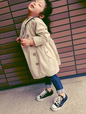 「GAP（ギャップ）のアイテム（トレンチコート）」を使った、setsuuuさん（キッズ・100cm）の春コーディネート
