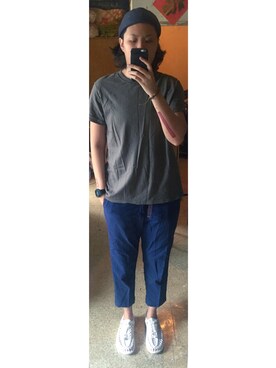 「A land（エーランド）のアイテム（帽子）」を使った、bingさん（メンズ・180cm）の春コーディネート