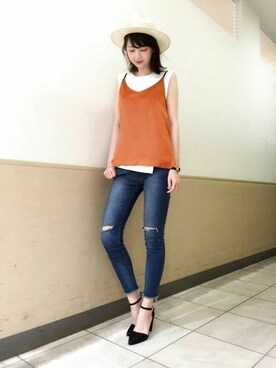 「JEANASIS（ジーナシス）のアイテム（その他トップス）」を使った、runrunさん（レディース・168cm）の夏コーディネート