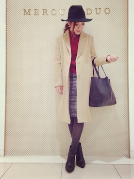 「MERCURYDUO（マーキュリーデュオ）のアイテム（その他）」を使った、原田歩実さん（レディース・157cm）の冬コーディネート