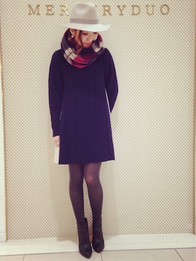 「MERCURYDUO（マーキュリーデュオ）のアイテム（その他）」を使った、原田歩実さん（レディース・157cm）の冬コーディネート