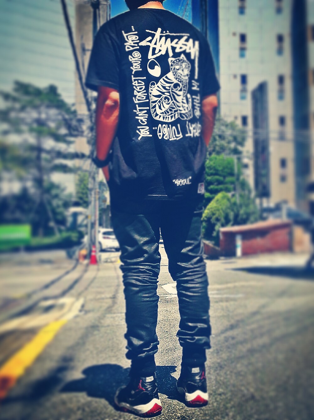 「STUSSYのSTUSSY SEOUL CHAP（Tシャツ/カットソー、ブラック系）」を使った、fragmentさん（メンズ・178cm）の夏コーディネートの1枚目の写真