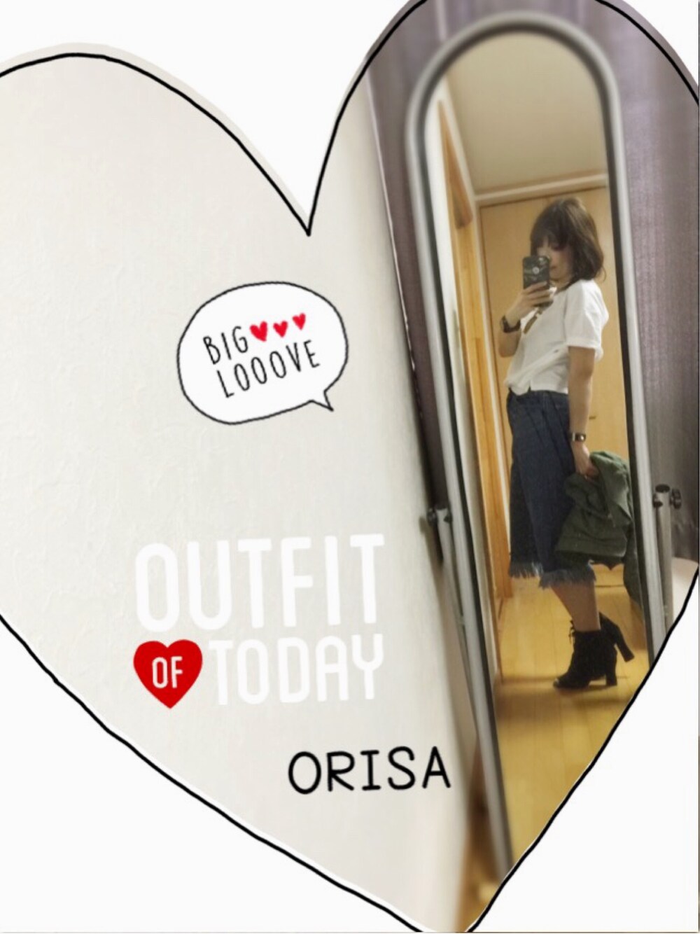 「オトナカジュアル、ガウチョパンツ、フリンジデニム、UNIQLO Tシャツ」｜「UNIQLOのアイテム（Tシャツ/カットソー、ホワイト系）」を使った、Orisattiさん（レディース・160cm）の春コーディネートの1枚目の写真