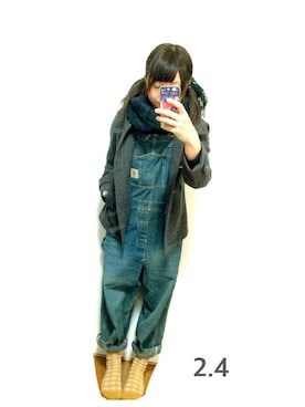 「みどり」｜「アイテム（サロペット/オーバーオール）」を使った、aさん（レディース・157cm）の冬コーディネート