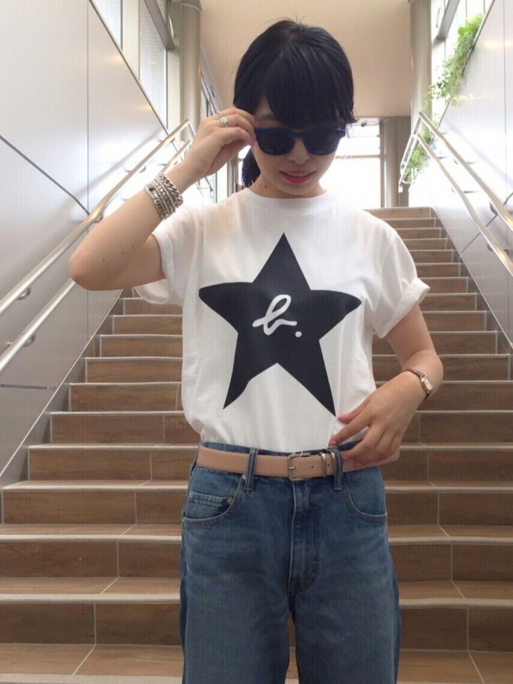 HARUKAさんの「【2016AW先行予約】 BIG STAR PRINT T-shirts 【agnes b. pour ADAM ET ROPE'】（ADAM ET ROPE'）」を使ったコーディネート