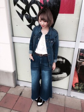 「70's」｜「アイテム（デニムジャケット）」を使った、た ぴ さん（レディース・166cm）の冬コーディネート