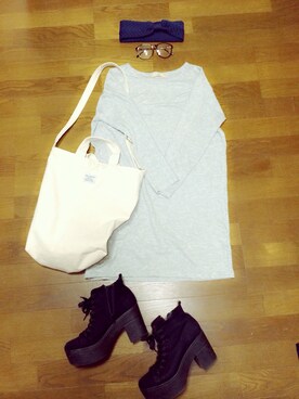 「GLOBAL WORK（グローバルワーク）の【GLOBAL WORK】ウールコンカットワンピース/531516（ワンピース、グレー系）」を使った、ｒｅｎａさん（レディース・164cm）の夏コーディネート