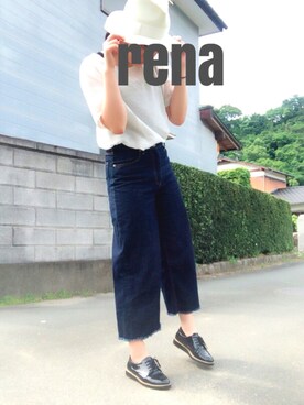 「earth music&ecology（アースミュージックアンドエコロジー）の【2016Spring】《ORiental TRaffic×earth》メンズライクシューズ（ドレスシューズ、ブラック系）」を使った、ｒｅｎａさん（レディース・164cm）の春コーディネート