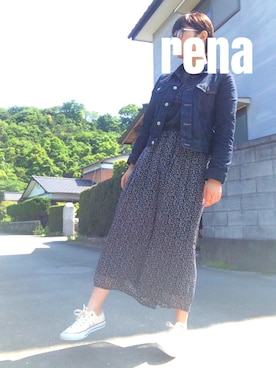 「CONVERSE（コンバース）の【CONVERSE】CANVAS　ALL STAR　OX（スニーカー、ベージュ系）」を使った、ｒｅｎａさん（レディース・164cm）の春コーディネート