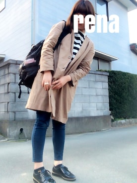 「earth music&ecology（アースミュージックアンドエコロジー）の【2016Spring】《ORiental TRaffic×earth》メンズライクシューズ（ドレスシューズ、ブラック系）」を使った、ｒｅｎａさん（レディース・164cm）の春コーディネート