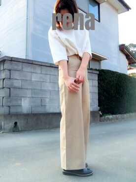 「earth music&ecology（アースミュージックアンドエコロジー）の【2016Spring】《ORiental TRaffic×earth》メンズライクシューズ（ドレスシューズ、ブラック系）」を使った、ｒｅｎａさん（レディース・164cm）の春コーディネート