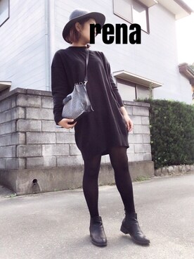 「LOWRYS FARM（ローリーズファーム）のサイドゴアブーツ　570307（ブーツ、ブラック系）」を使った、ｒｅｎａさん（レディース・164cm）の秋コーディネート