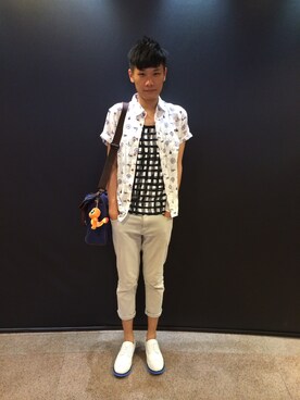 「COMME CA COMME CA COMME CA（コムサコムサコムサ）のアイテム（その他シューズ）」を使った、Roy Chanさん（メンズ・178cm）の夏コーディネート