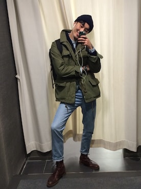 「SCOTCH & SODA（スコッチ アンド ソーダ）のアイテム（ミリタリージャケット）」を使った、동바오さん（メンズ・184cm）の冬コーディネート