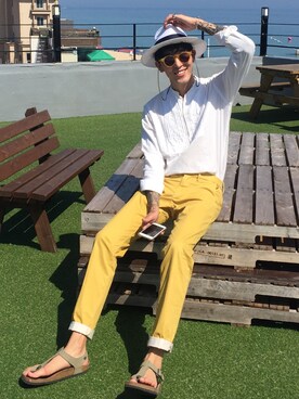 「MANGO（マンゴ）のアイテム」を使った、동바오さん（メンズ・184cm）の夏コーディネート