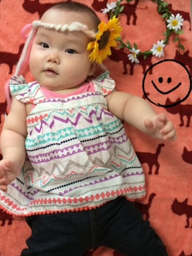 「handmade」｜「アイテム（チュニック）」を使った、Ankoさん（キッズ・70cm）の夏コーディネート