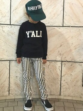 「WASK（ワスク）のアイテム（帽子）」を使った、yuuuuumiiさん（キッズ・110cm）の秋コーディネート