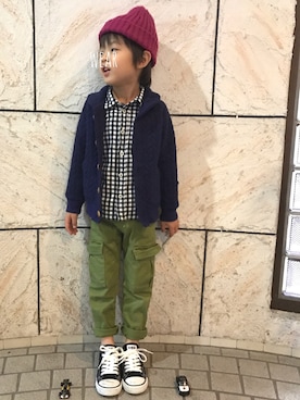 「5歳」｜「アイテム（カーゴパンツ）」を使った、yuuuuumiiさん（キッズ・110cm）の冬コーディネート