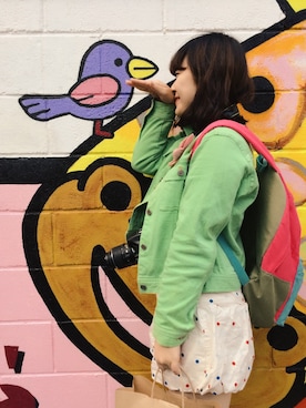 「お買い物」｜「アイテム（デニムジャケット）」を使った、_eriさん（レディース・158cm）の冬コーディネート