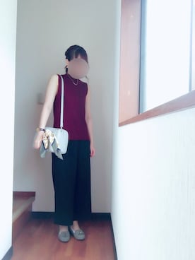 「アイテム（ベスト、レッド系）」を使った、anさん（レディース・161cm）の秋コーディネート