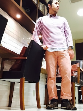 「アイテム（ヘアゴム）」を使った、shinji iwataさん（メンズ・173cm）の冬コーディネート